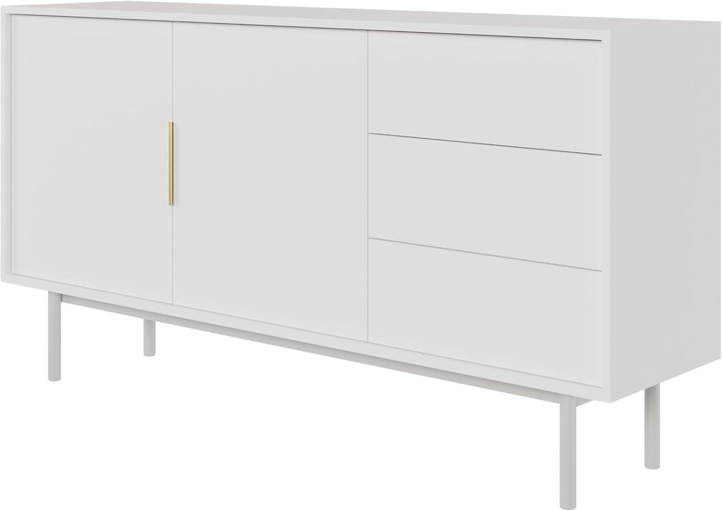 Selsey Viviaro - Sideboard 2-türig mit 3 Schubladen, weiß, 154 cm Bild 1