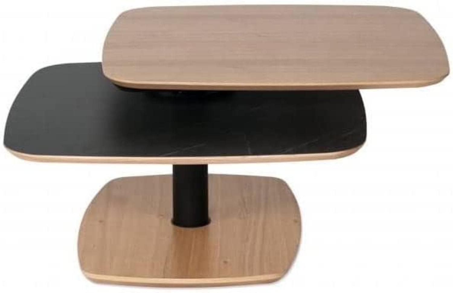 Couchtisch Carolynn 75(101) x 75(91,5) x 36+45 Wohnzimmertisch Wildeiche/Marmor Nero 16133 Bild 1