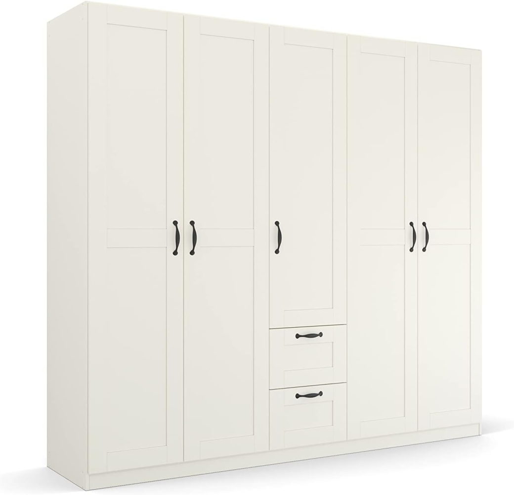 Rauch Möbel Cottage by Quadra Spin Schrank Drehtürenschrank, Weiß, 5-trg, inkl. 3 Kleiderstangen, 5 Einlegeböden, 2 Schubkästen, BxHxT 226 x 210 x 54 cm Bild 1
