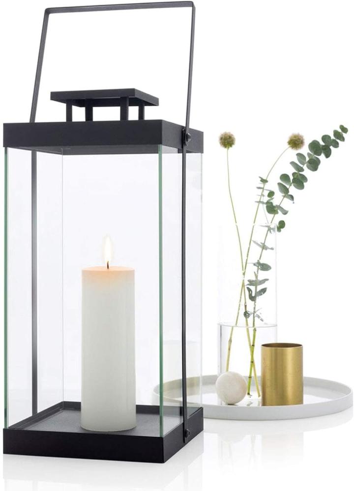 Blomus Laterne FINCA, Indoor-Laterne, groß, Windlicht, Glas, Stahl pulverbeschichtet, Schwarz, 46 cm, 63688 Bild 1