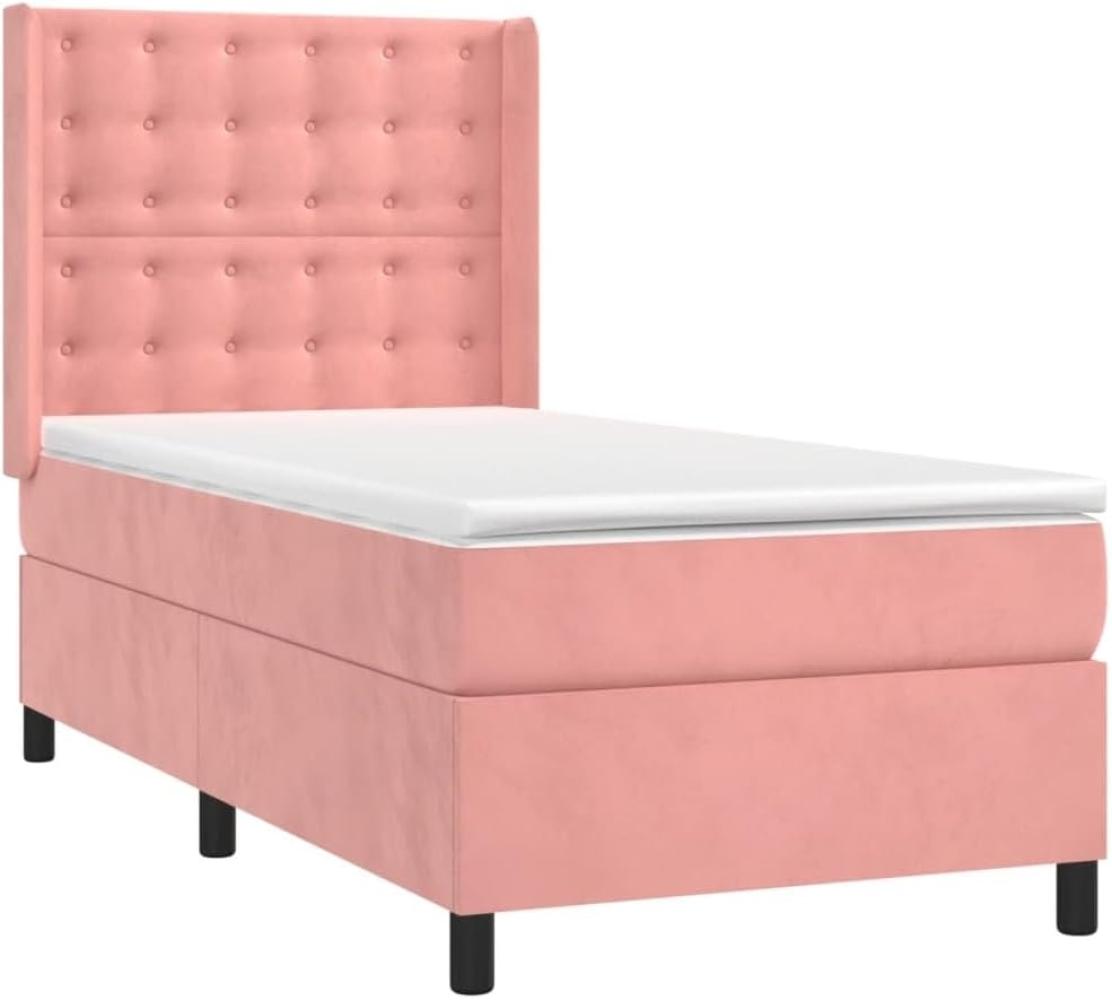 vidaXL Boxspringbett mit Matratze Rosa 90x200 cm Samt 3132902 Bild 1