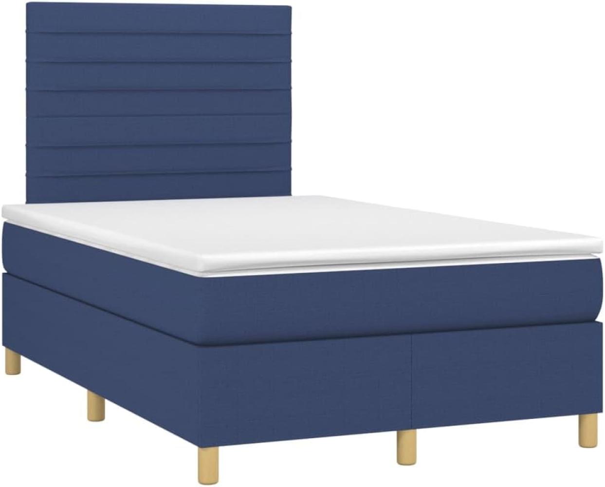 vidaXL Boxspringbett mit Matratze Blau 120x200 cm Stoff, Härtegrad: H2 [3142407] Bild 1