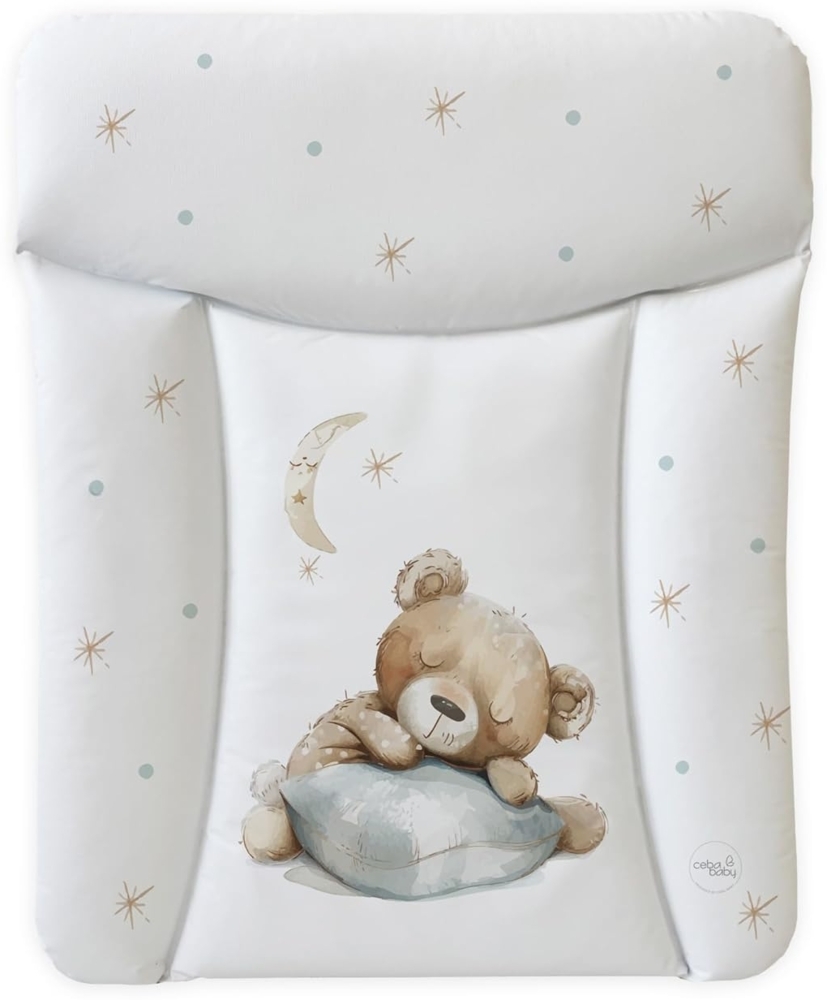 Ceba Baby® weiche Wickelauflage 50x70 cm - Baby Wickelunterlage - Wickeltischauflage für Junge und Mädchen - Wasserdicht, abwaschbar - OEKO-TEX® Standard 100 - Made in EU - Schläfriger Bär Bild 1