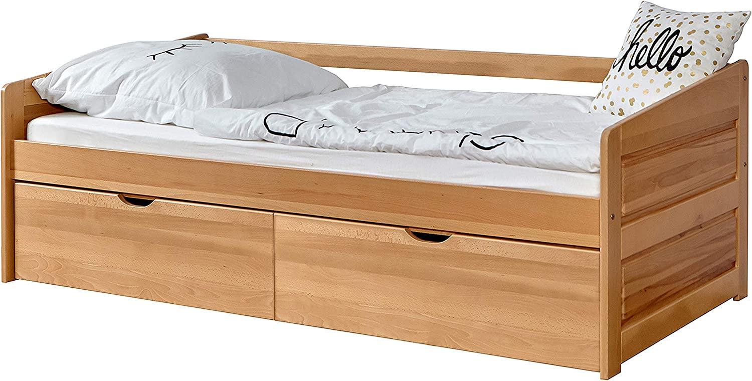 Ticaa Sofabett 'Micki' 90x200 Buche massiv - mit 2er Schubkästen - natur Bild 1