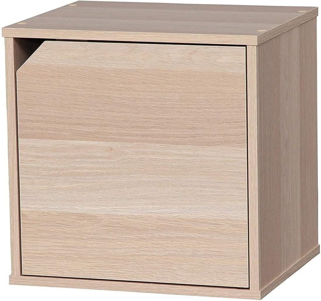 Iris Ohyama, Holzschrank/platzsparend/Holzregal/Aufbewahrungseinheit/Aufbewahrungsschrank, Stapelbar & flexibelBüro, Wohnzimmer, Schlafzimmer - QR Box with Door - QR-34D - Hellbraun Bild 1