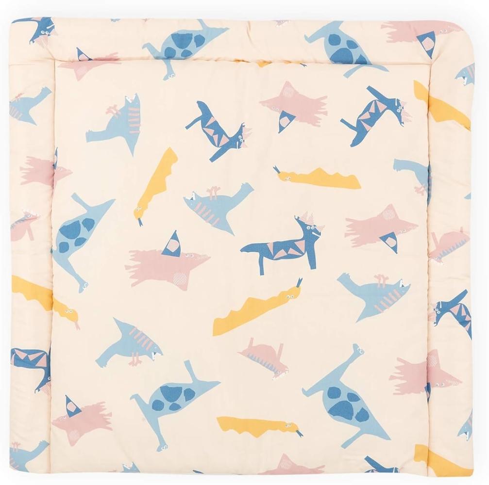 KraftKids Wickelauflage in Zoe´s Dinosaurier auf Beige, Wickelunterlage 78x78 cm (BxT), Wickelkissen Bild 1