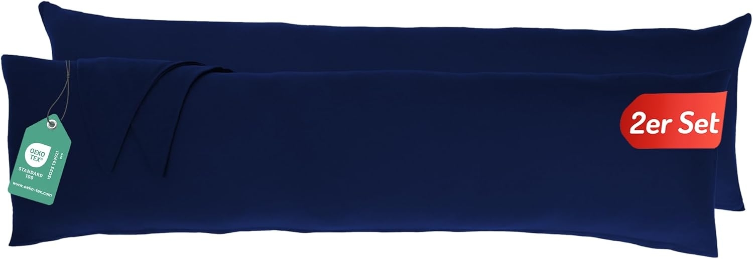 Livessa Seitenschläferkissen Bezug 40x145 (2er Set) - Verdeckter Reißverschluss an der Langen Seite,%100 Baumwolle Jersey Stoff, Oeko-Tex Zertifiziert, Ultra weich und atmungsaktiv Bild 1
