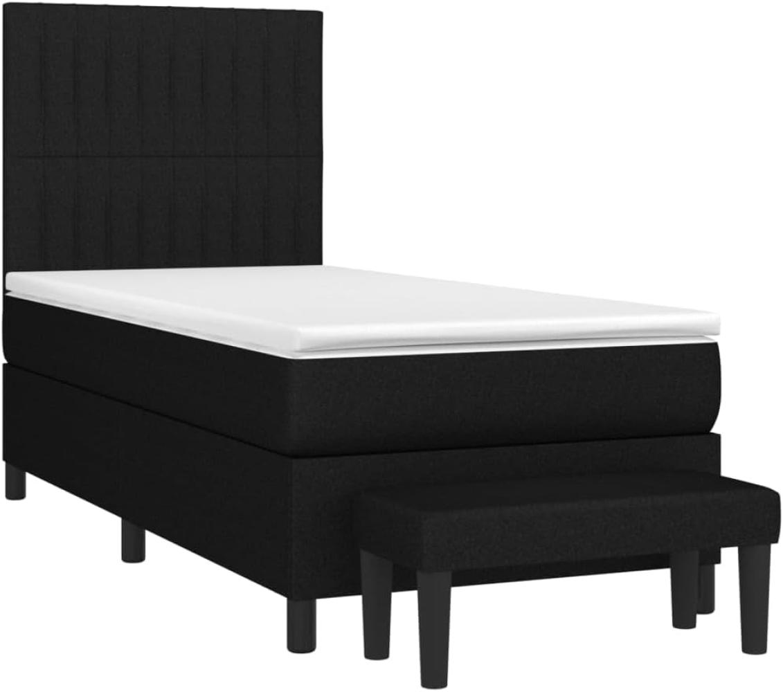 vidaXL Boxspringbett mit Matratze Schwarz 100x200 cm Stoff 3136735 Bild 1