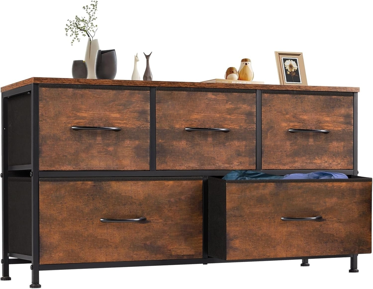 Sweetcrispy Kommode für Schlafzimmer, Kommode für Kinder, 5 Schubladen Kommode Kommode für Schlafzimmer, TV-Ständer mit Stoff-Aufbewahrungsschrank für Schrank, Aufbewahrungsschubladeneinheiten Bild 1