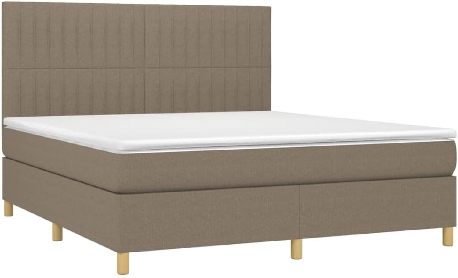 vidaXL Boxspringbett mit Matratze Taupe 160x200 cm Stoff 3142509 Bild 1