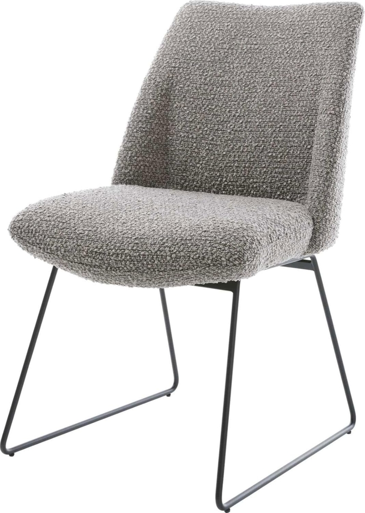 Esszimmerstuhl Elso-Flex Bouclé Silbergrau Kufengestell Schwarz Taschenfederkern Bild 1