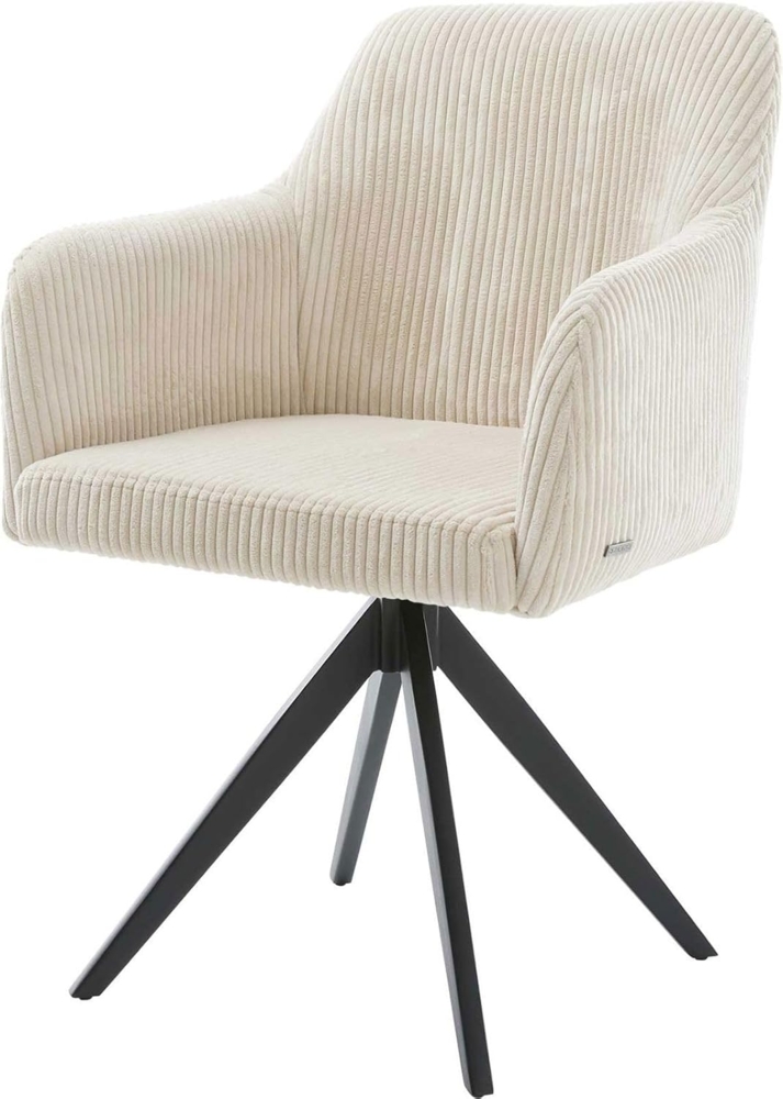 Esszimmerstuhl Greg-Flex Cord Beige Kreuzgestell kantig Schwarz Taschenfederkern Bild 1