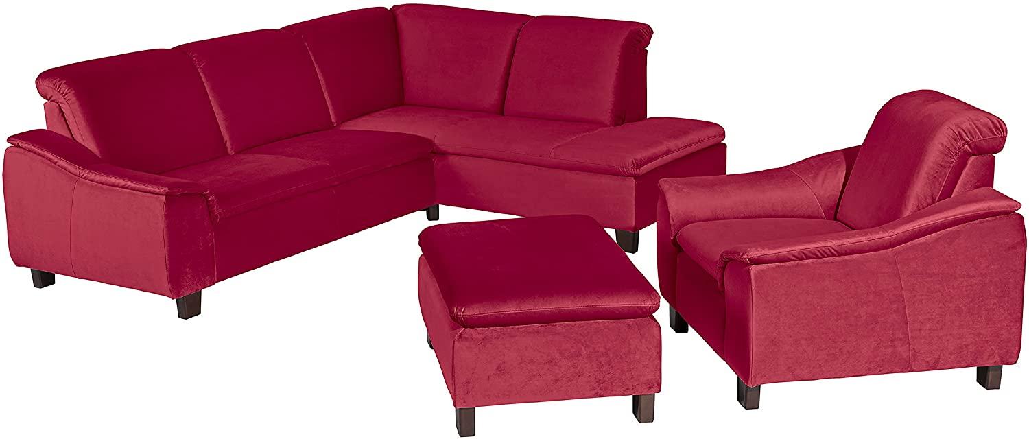 Aaron Sofa Eckgarnitur Samtvelours Rot Buche Nussbaumfarben Bild 1