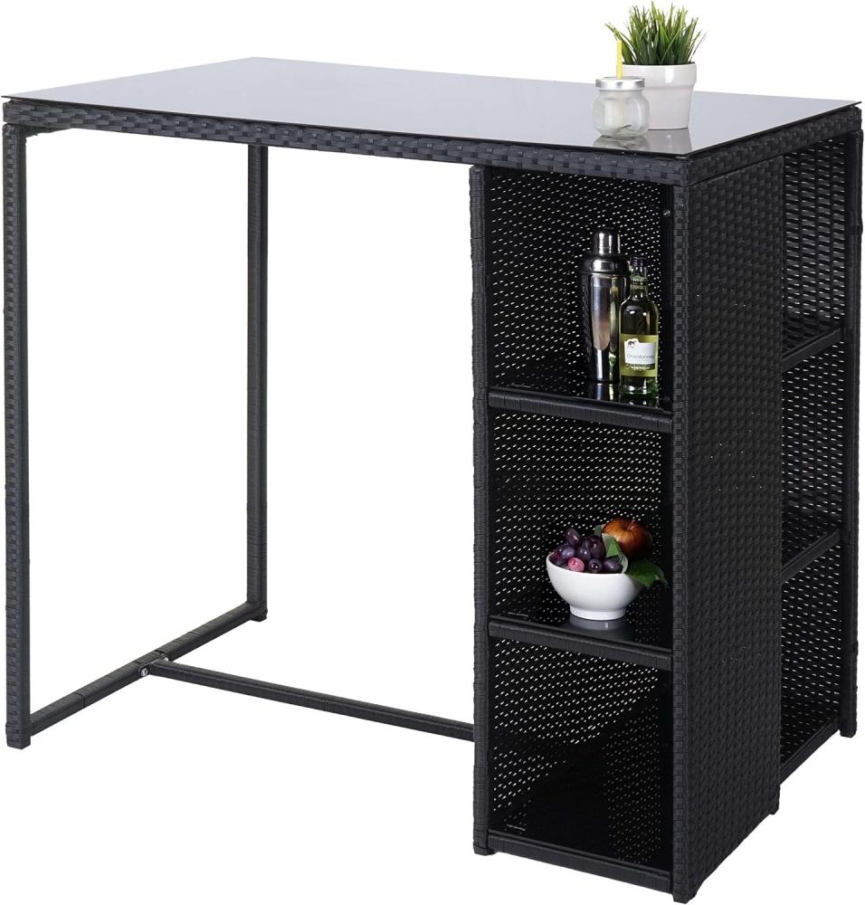 Poly-Rattan Bartisch HWC-A28, Bistrotisch Garten Bar Loungebar Tisch mit Regal, anthrazit Bild 1