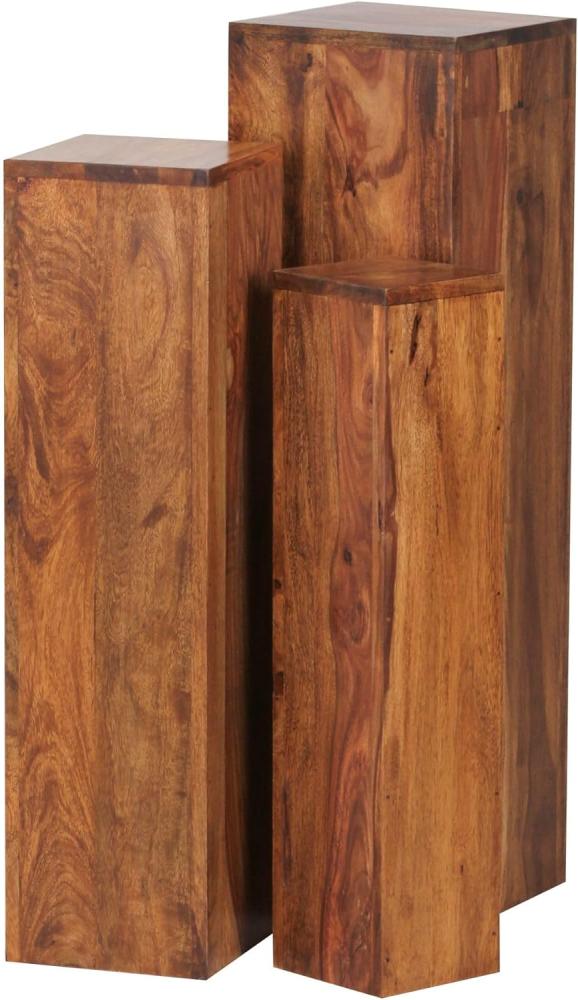 Beistelltisch 3er Set WL1. 566 Massivholz 24,5 x 85 x 24,5 cm Sheesham Tische Bild 1
