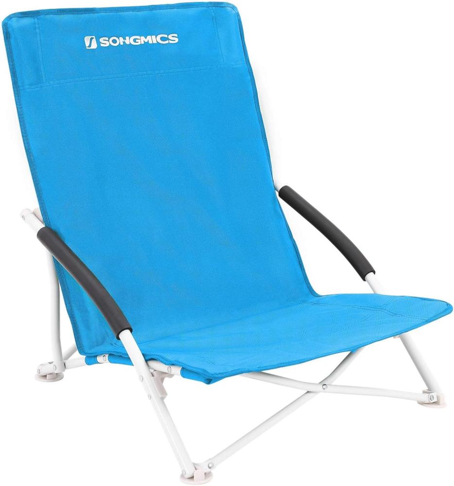 Songmics Strandstuhl, klappbarer Campingstuhl, Klappstuhl mit Tragetasche, bis 150 kg belastbar, aus robustem Oxford-Gewebe, blau, 56 x 53 x 64 cm Bild 1