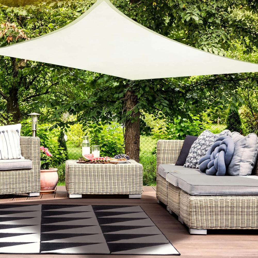 HAIKUS Sonnensegel Wasserdicht Rechteckig 4x6m Sonnenschutz Wasserabweisend Premium PES Polyester mit UV Schutz für Balkon Garten Terrasse Creme Bild 1