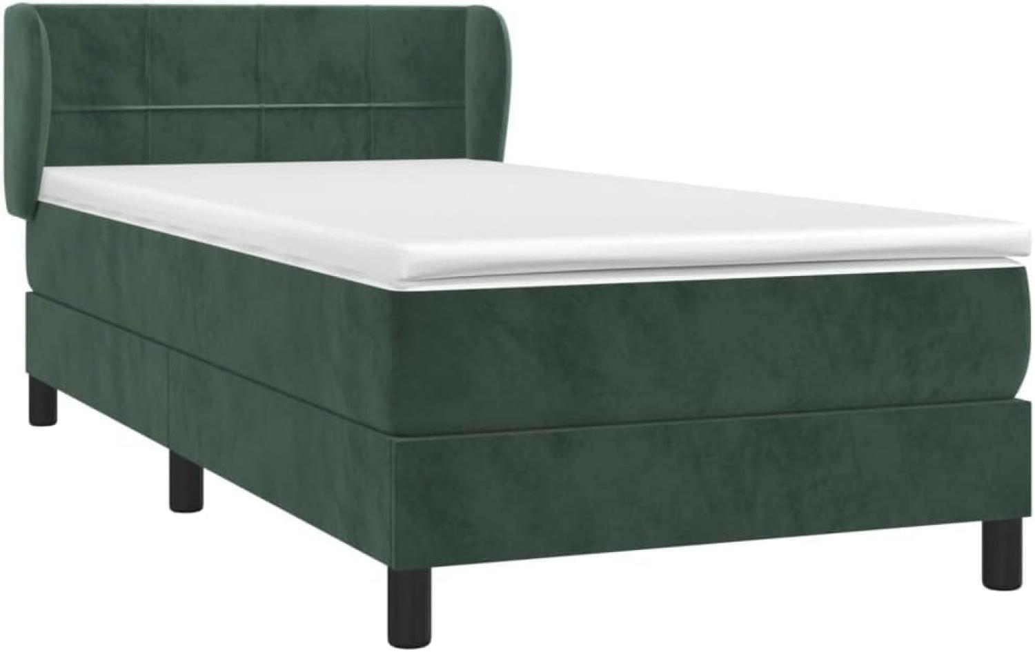 vidaXL Boxspringbett mit Matratze Dunkelgrün 100x200 cm Samt 3127478 Bild 1