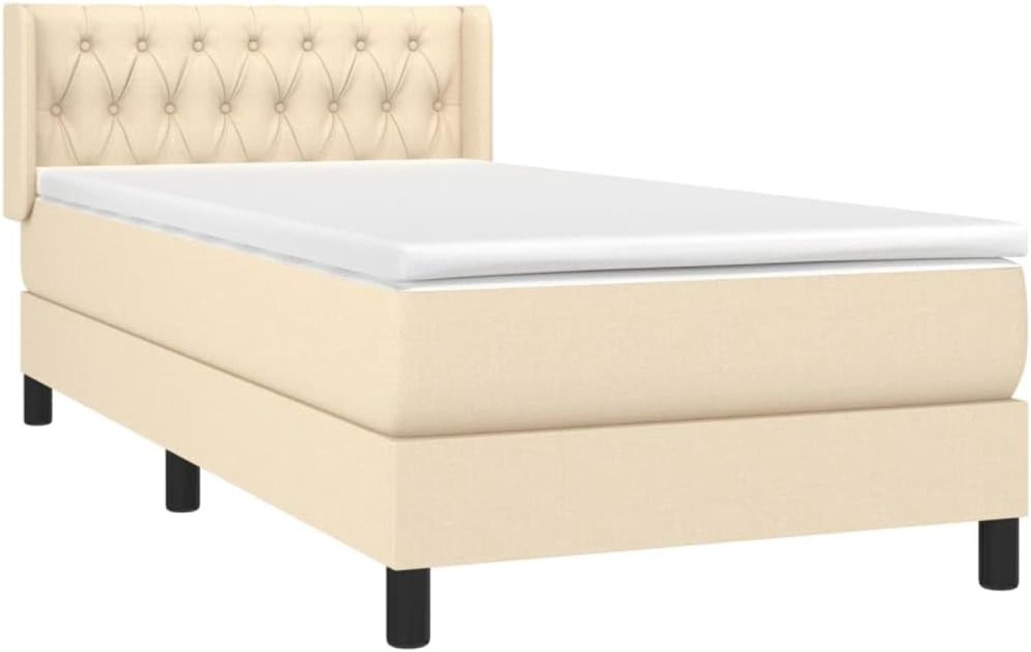 vidaXL Boxspringbett mit Matratze Creme 100x200 cm Stoff Bild 1