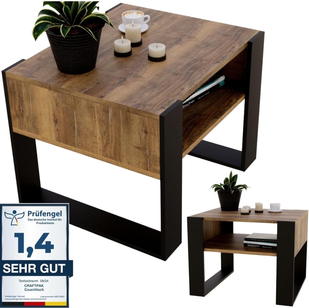 CraftPAK Couchtisch aus hochwertigem Holz mit Ablagefläche - Größe 53 6T x 65B x 45H cm, Couchtisch Bild 1