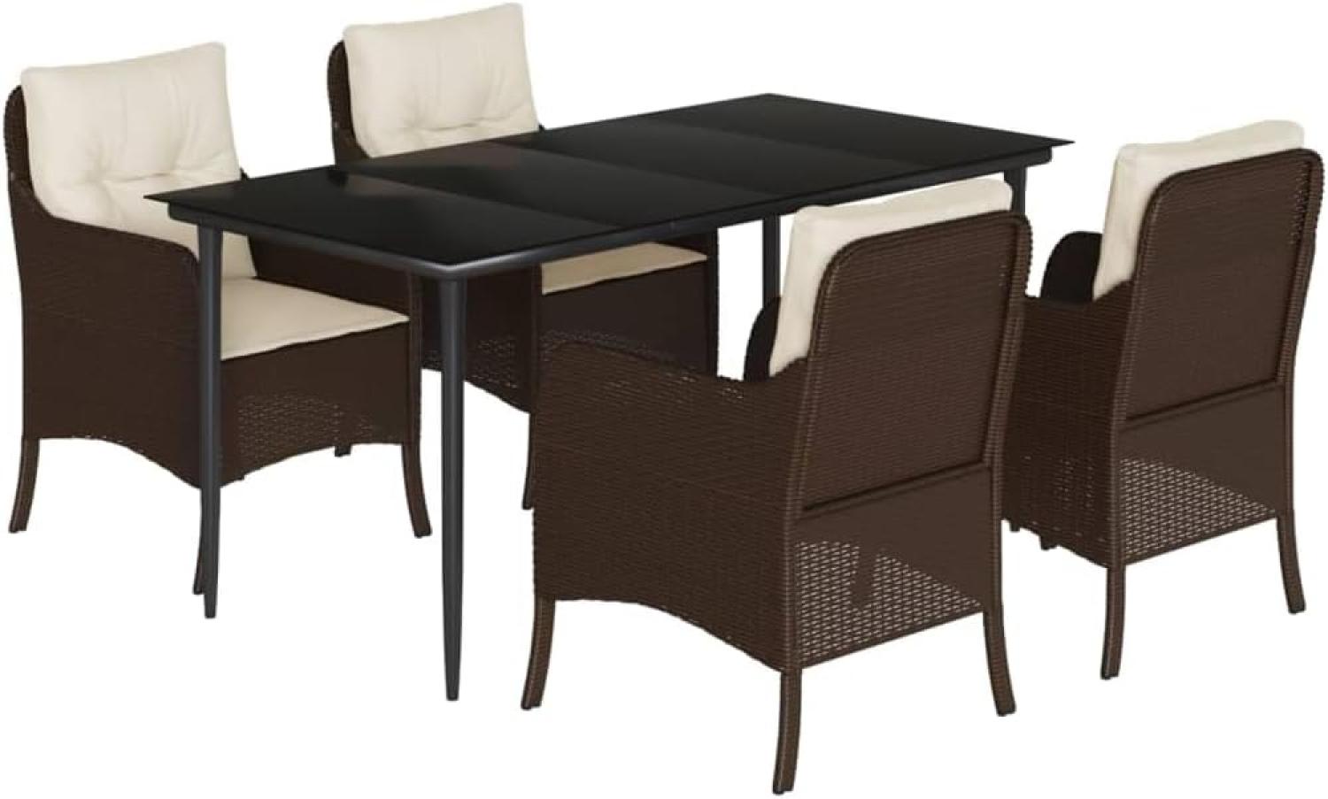 vidaXL 5-tlg. Garten-Essgruppe mit Kissen Braun Poly Rattan 3211937 Bild 1