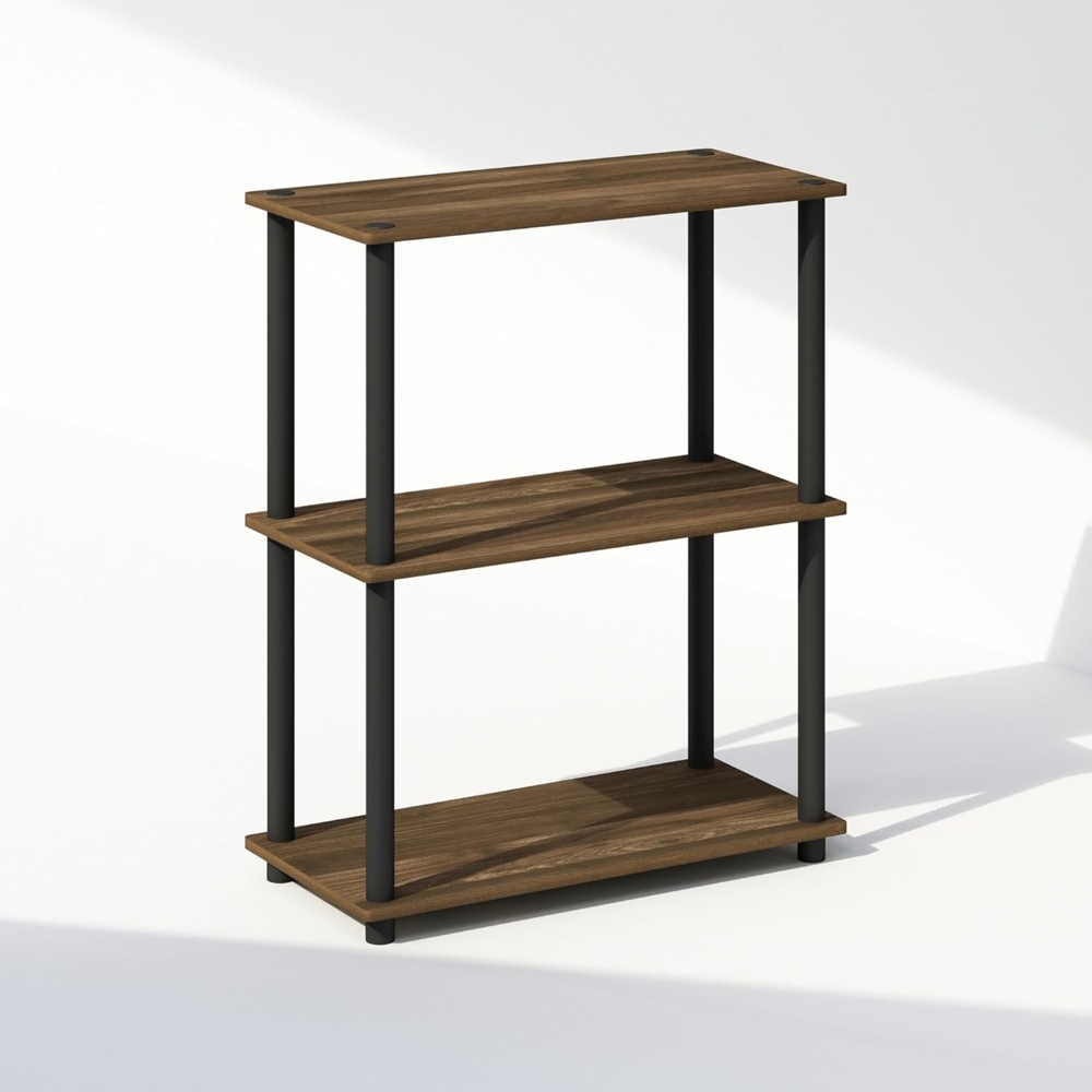 Furinno Turn-N-Tube 3-stufiges, kompaktes Mehrzweck-Präsentationsregal, Regaleinheit, Bücherregal, Columbia Walnuss/Schwarz Bild 1