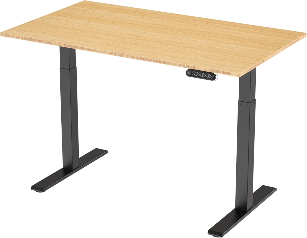 ERGOFINO Schreibtisch DT20LT höhenverstellbarer Schreibtisch 140x70 cm, 160x80 cm, 180x80 cm (2 Motoren, höhenverstellbarer schreibtisch gestell mit 2-Fach-Teleskop), 4-Memory-Steuerung (Schwarz),DT20L mit Tischplatte aus Bambus Bild 1