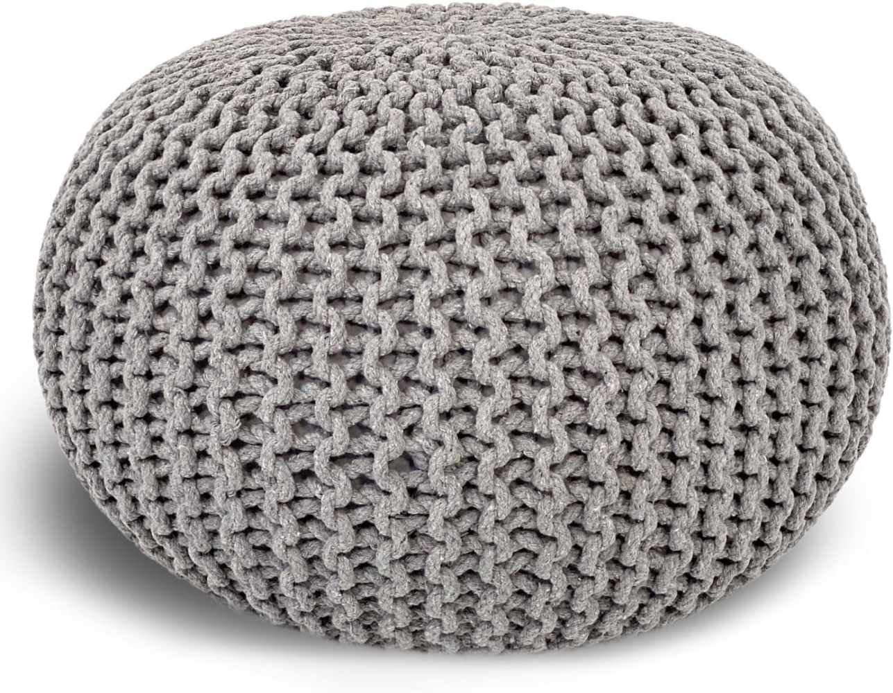 casamia Pouf Ø 55 o. 45 cm Sitzpouf Strickhocker Sitzpouf Bodenkissen nachhaltig Grobstrick Optik Größe ø 45 cm, Farbe hellgrau Bild 1