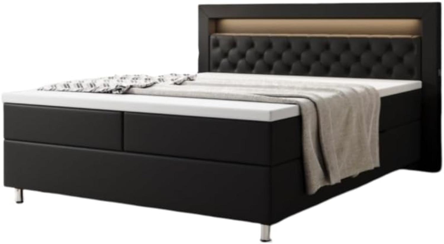 Boxspringbett Tesero mit USB, RGB und Stauraum 200x200 Schwarz H2 Bild 1