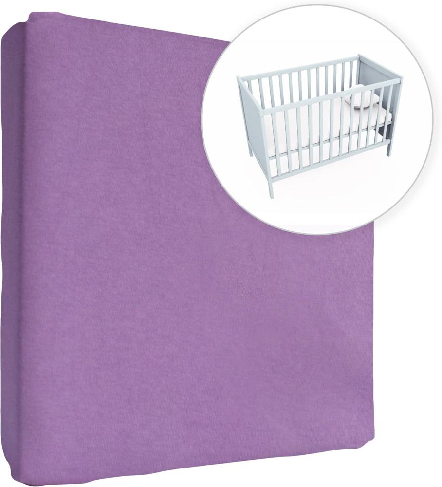 Jersey 100% Baumwolle Spannbetttüch, Passend für 120x60 Kinderbett Matratze - Violett Bild 1