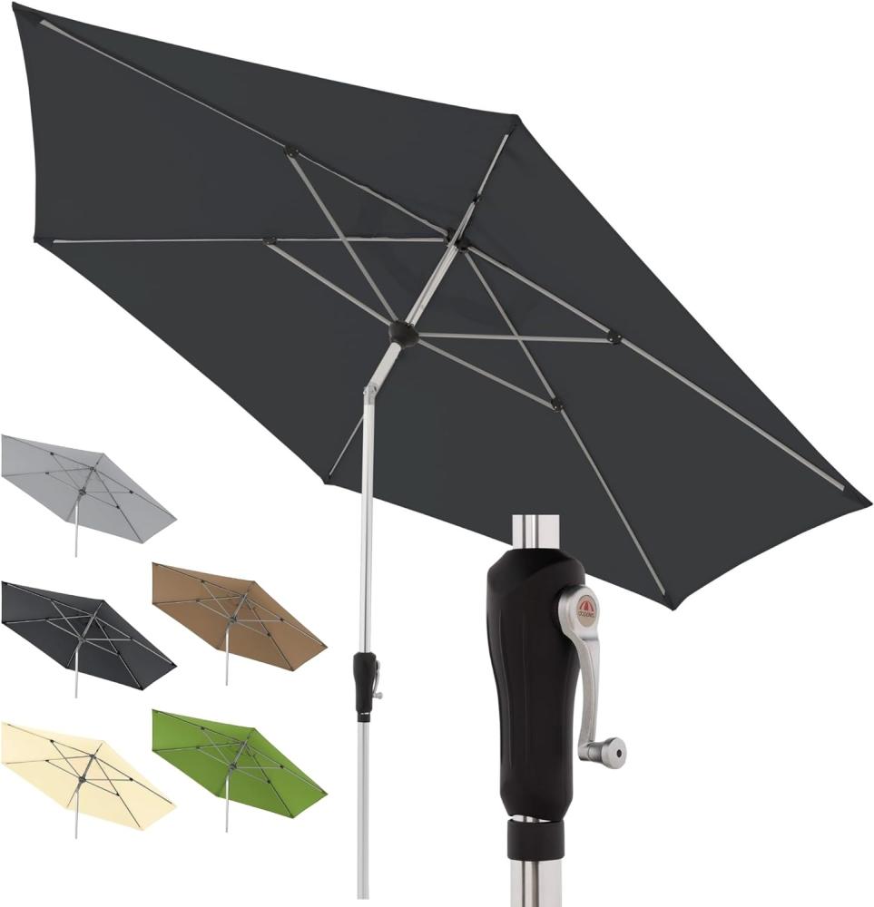 Doppler Sonnenschirm SL-AZ Auto Tilt 330 cm Anthrazit I Gartenschirm knickbar I Kurbelschirm mit UV-Schutz 80+ I Kurbelschirm aus Aluminium I regenabweisendes Polyester-Schirmdach Bild 1