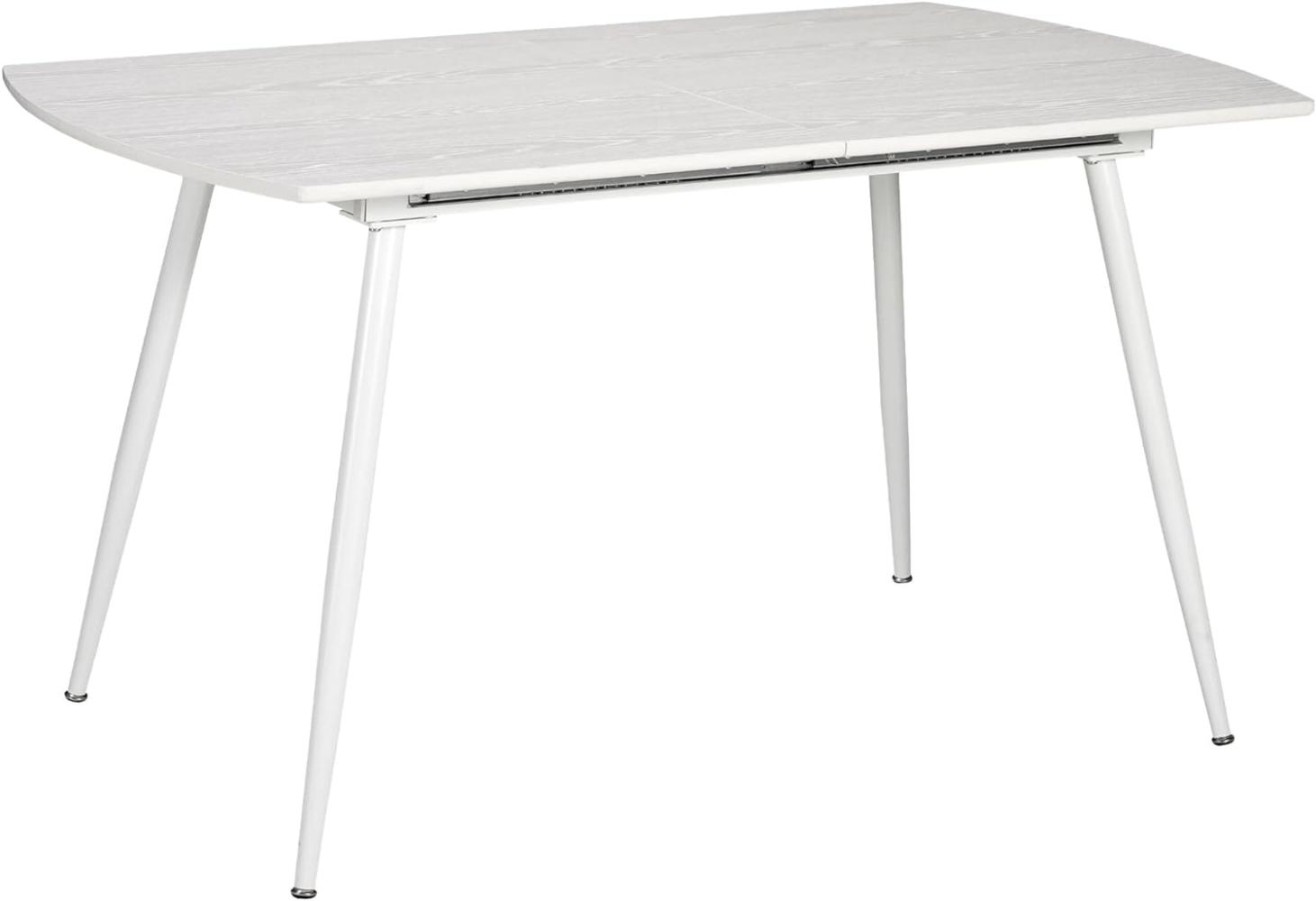 Esstisch Mateo ausziehbar 140-180 x 80 cm 6-10 Personen Küchentisch mit Metallgestell für Küche, Esszimmer Holz Optik Weiß Bild 1