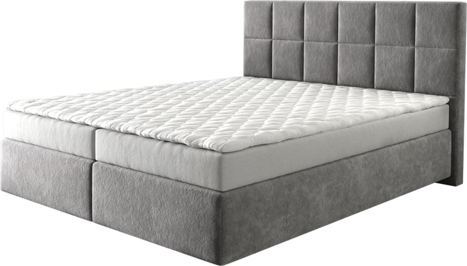 Boxspringbett Dream-Fine 160x200 cm Mikrofaser Taupe mit Matratze und Topper Bild 1