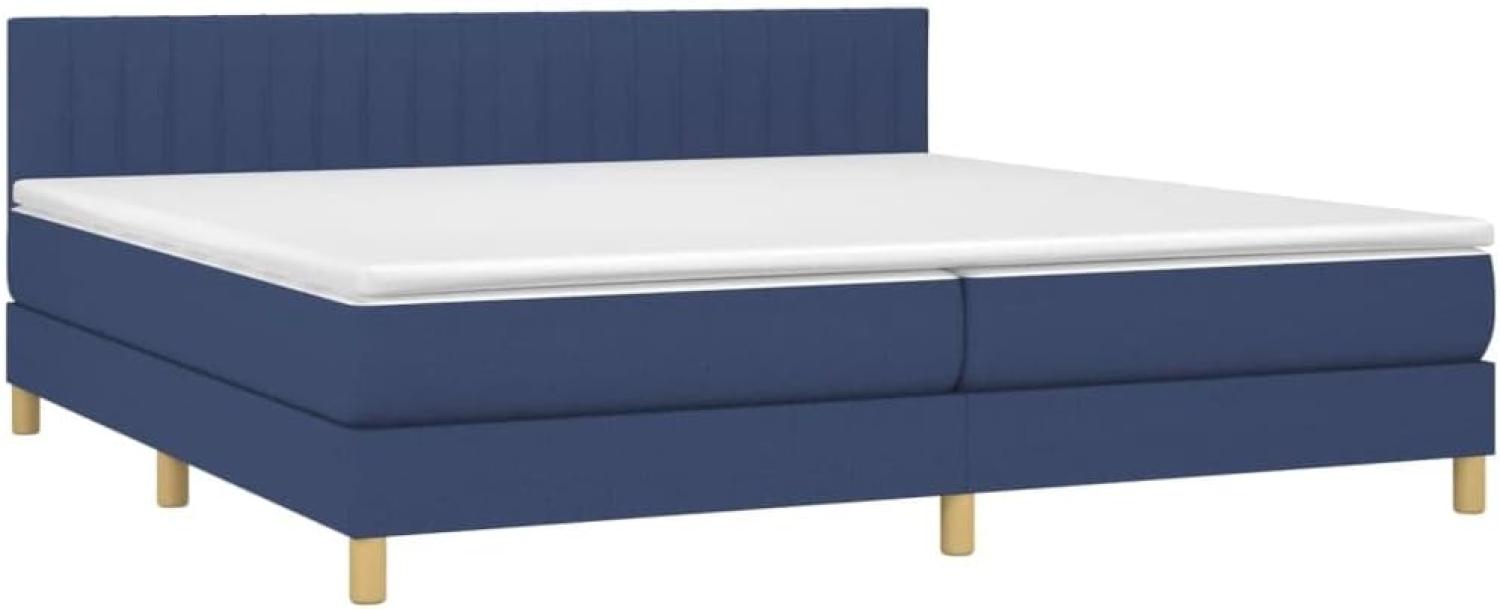 vidaXL Boxspringbett mit Matratze Blau 200x200 cm Stoff, Härtegrad: H2 [3140807] Bild 1