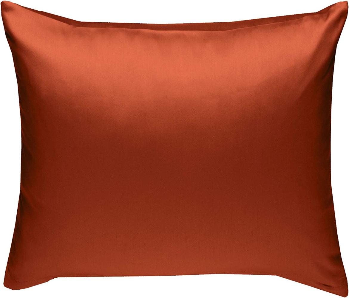 Bettwaesche-mit-Stil Mako-Satin, Baumwollsatin, Kissenbezug einzeln, uni / einfarbig, Orange, 40x40 cm Bild 1