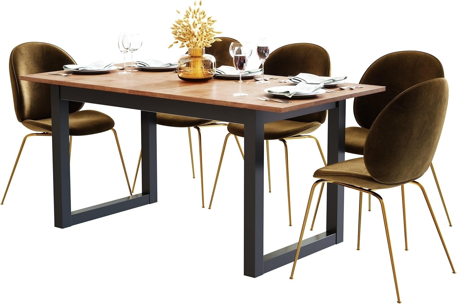 Newroom Esstisch Vincent, ausziehbar 120-160 cm Anthrazit Wildeiche Vintage Bild 1