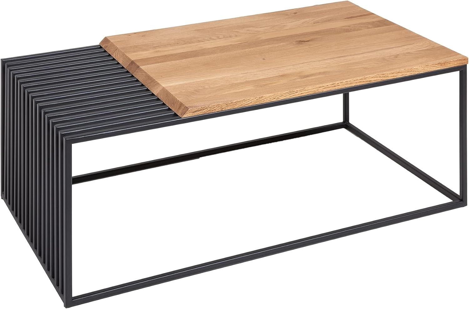 riess-ambiente Couchtisch ARCHITECTURE 100cm natur / schwarz (Einzelartikel, 1-St), Wohnzimmer · Eiche-Massivholz · Metall · geölt · Industrial Design Bild 1