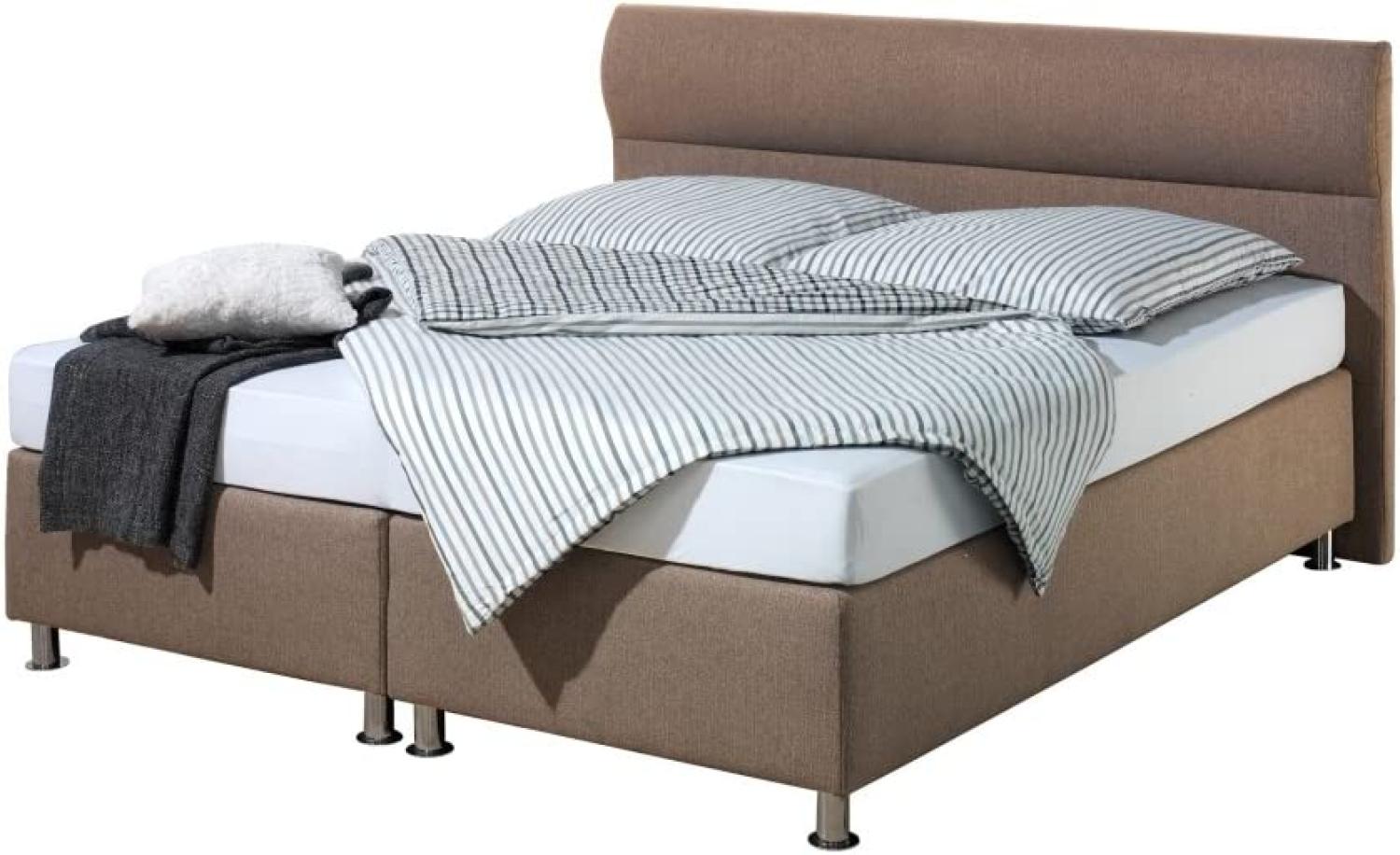 Maintal Boxspringbett Filipo, 100 x 200 cm, Stoff, Tonnentaschenfederkern Matratze h2, Braun Bild 1