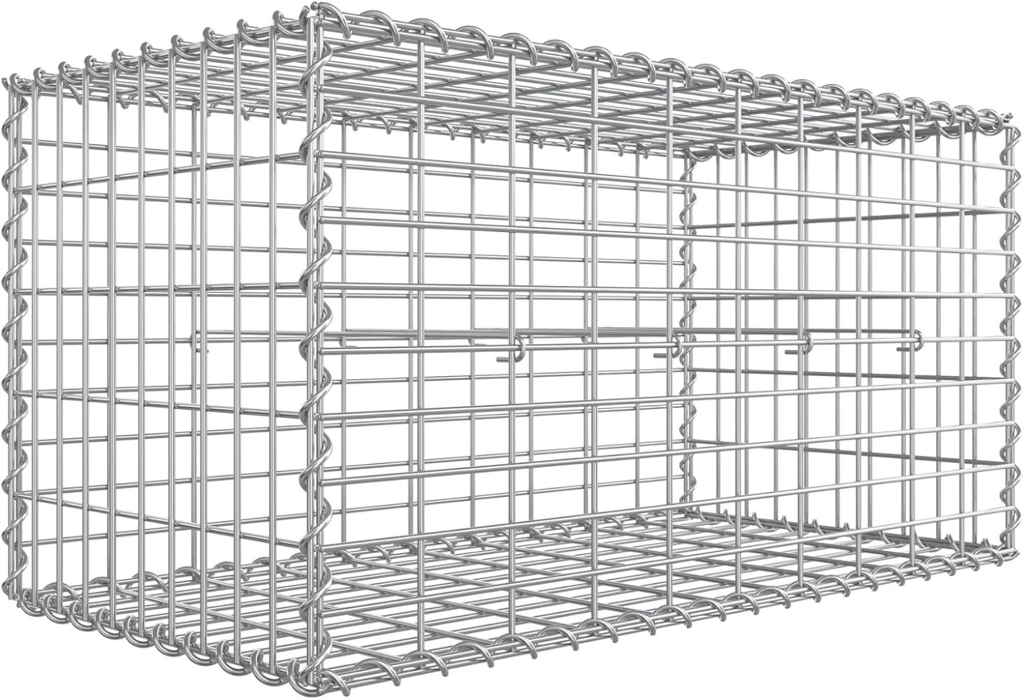 Gabionenkorb,100 x 50 x 50 cm, Metall-Steinkorb mit 5 x 10 cm Maschenweite für Mauersteine, verzinkt, Steingabione Mauer, silber GGB155 Bild 1