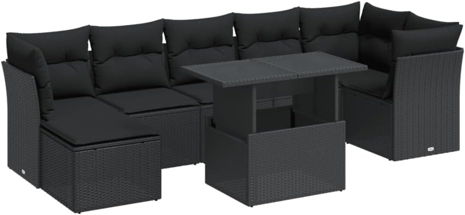 8-tlg. Garten-Sofagarnitur mit Kissen Schwarz Poly Rattan 3326196 Bild 1