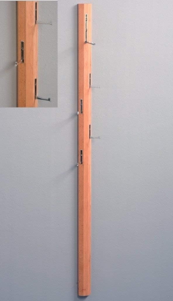 M2 Kollektion 736817 Garderobe / Wandgarderobe mit Klapphaken Palo, Echtholz Kernbuche massiv geölt, 185 x 8 x 4 cm Bild 1