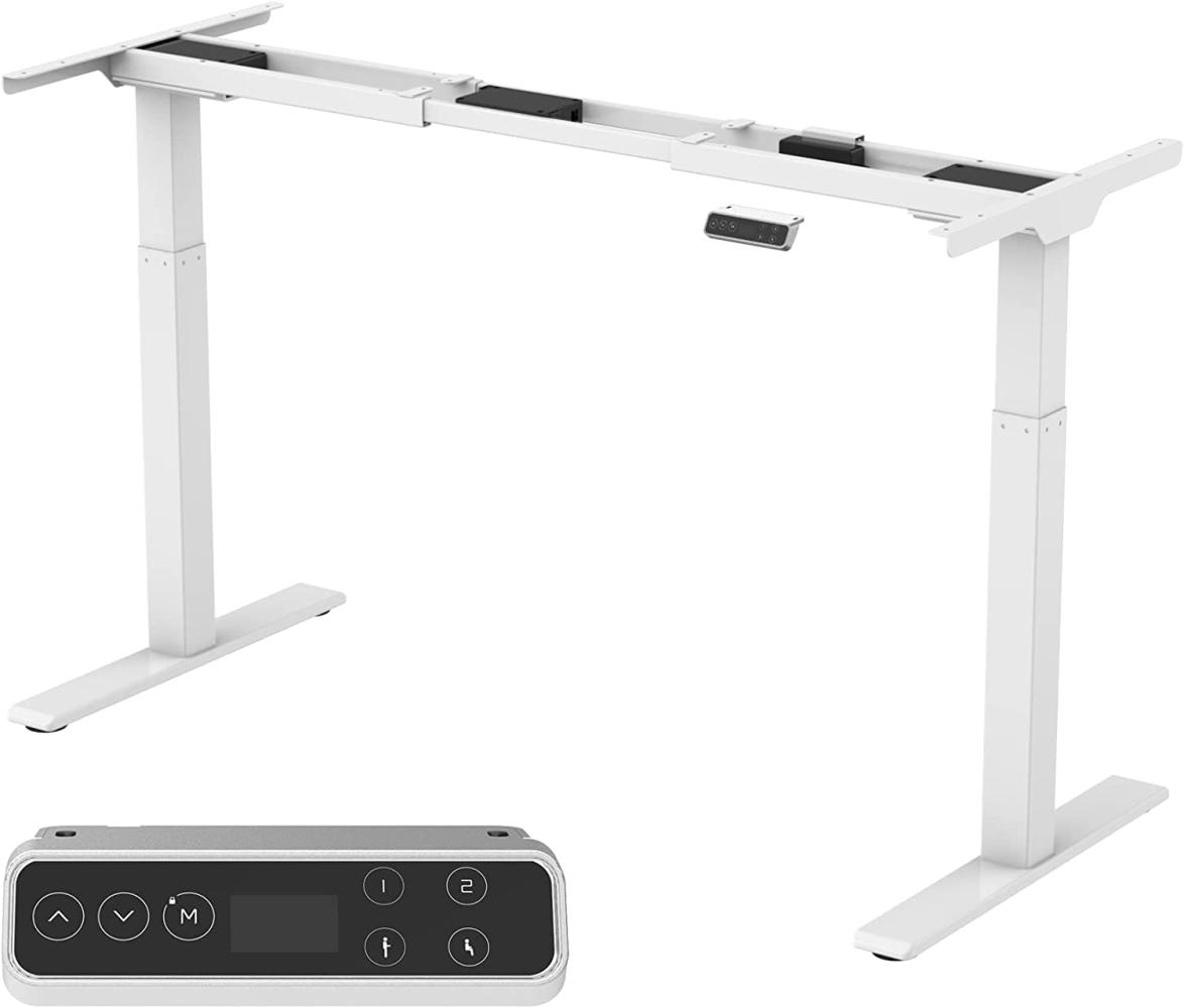 SANODESK Basic Line - elektrisch stufenlos höhenverstellbarer Schreibtisch mit Kollisionschutz, Memory-Steuerung und Softstart/Stop Funktion (Weiß) Bild 1