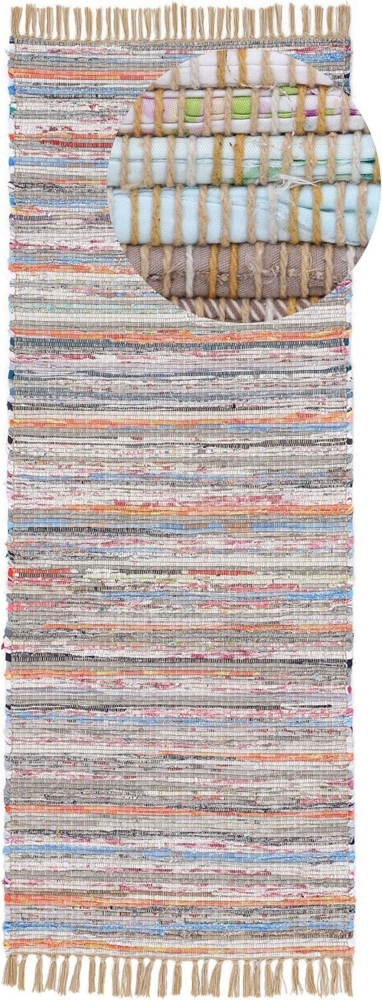 carpetfine Teppich Kelim Chindi, Wendeteppich, rechteckig, Höhe: 6 mm, handgewebt, Fleckerlteppich mit Fransen, auch vielen in Läufergrößen Bild 1