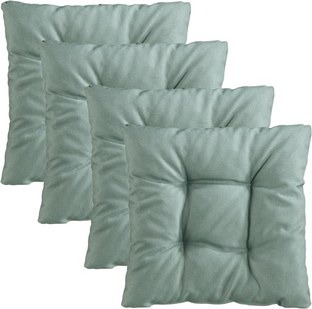 Traumnacht Stuhlkissen Cozy 4er Set, Bequeme Sitzkissen für Gartenstuhl, Küche oder Esszimmer, Indoor u. Outdoor, 38 x 38 x 6 cm, türkis Bild 1