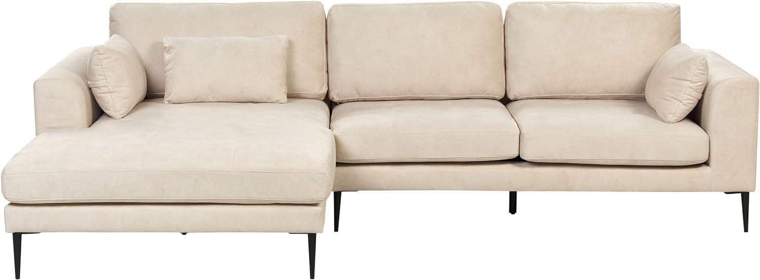 Ecksofa FLAM Samtstoff Creme Rechtsseitig Bild 1