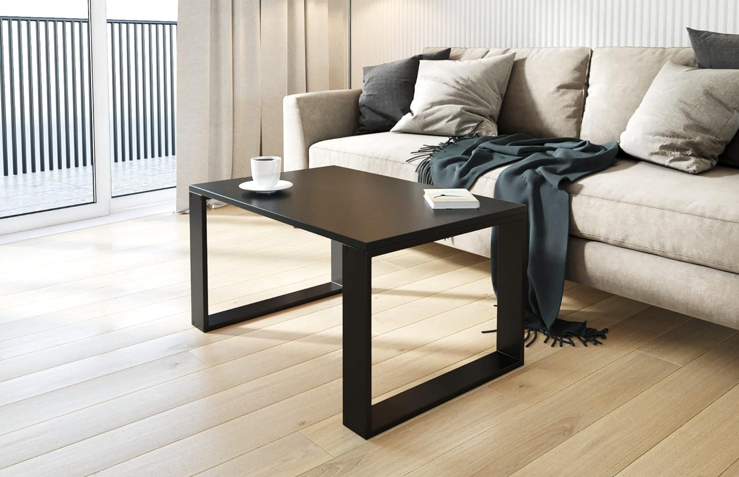 AKKE Außergewöhnlicher Couchtisch Beistelltisch für Wohnzimmer | Kaffee Tee Wohnzimmertisch Tisch | Coffee Table | Zimmer Schlafzimmer Möbel | Deko Modern Schwarz 80 x 50 x 45 Bild 1