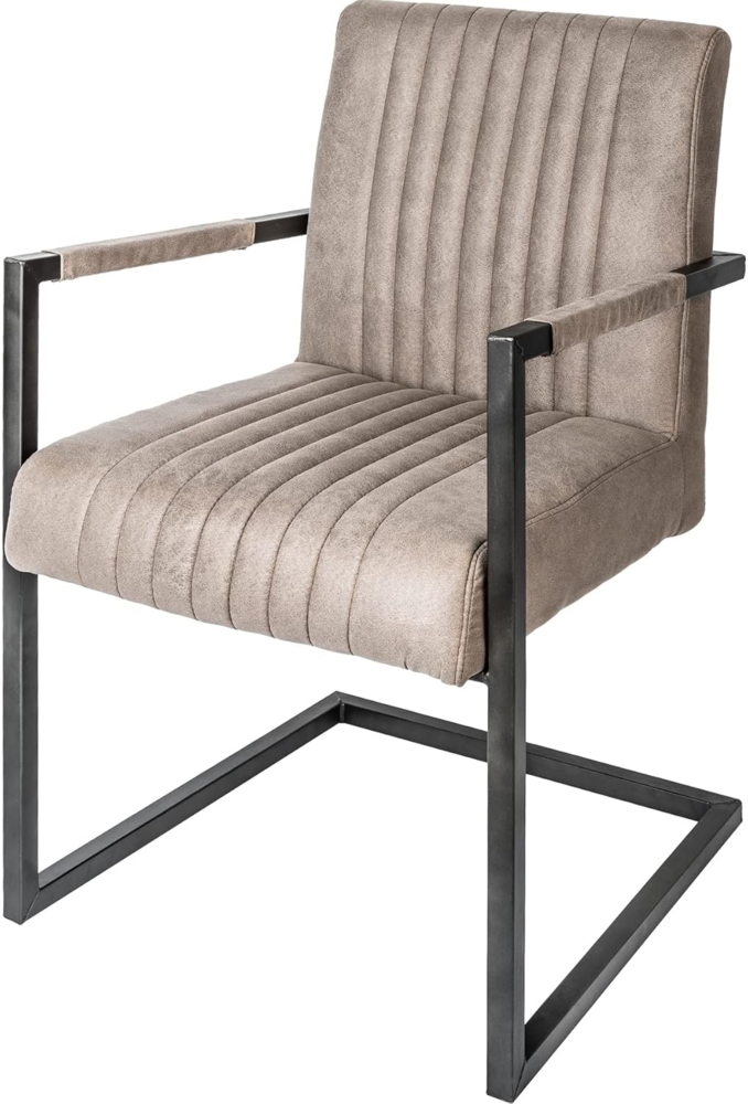 riess-ambiente Freischwinger BIG ASTON taupe / schwarz, Esszimmer · Microfaser · Armlehne · Federkern · Industrial Bild 1