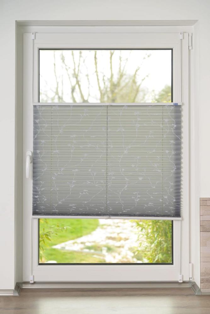 K-home Klemmfix-Plissee, Elba Bedruckt Grau, 70 x 210 cm (B x L) Modern, 400999-10 Bild 1