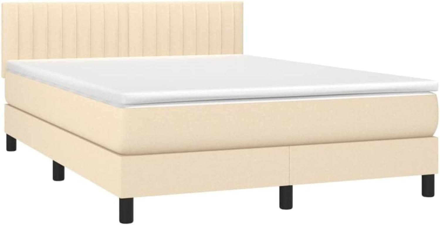 vidaXL Boxspringbett mit Matratze Creme 140x190 cm Stoff, Härtegrad: H2 [3140214] Bild 1