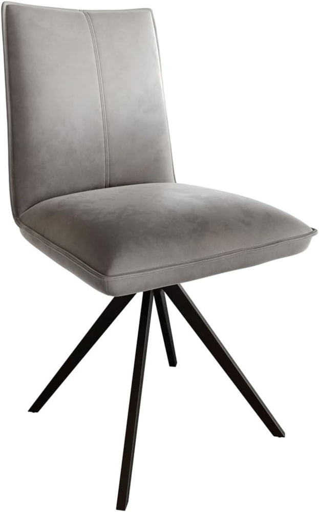 Esszimmerstuhl Lelio-Flex Samt Grau Kreuzgestell breit Schwarz Taschenfederkern Bild 1